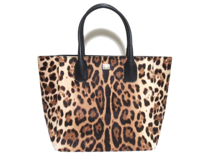 Dolce & Gabbana Borsa Tote in pelo di vitello leopardato Dolce&Gabbana Nero Beige