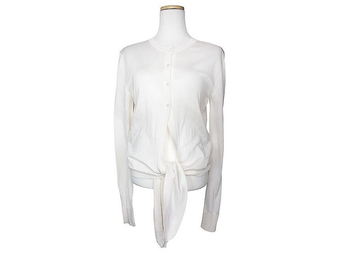 Dolce & Gabbana Cardigan de malha de seda marfim Branco