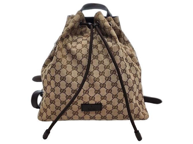 Gucci Canvas-Rucksack mit Kordelzug Braun