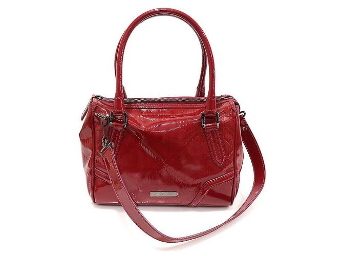 Burberry Red Patent Medium Bowling Tote