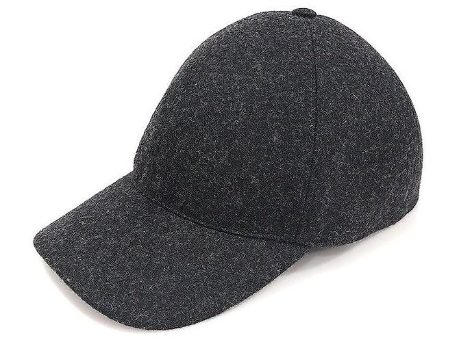 Prada Anthracite Gray Wool Roden Baseball Cap Brown 