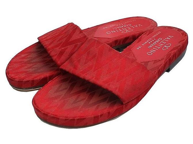 Valentino Red Fabric Slippers