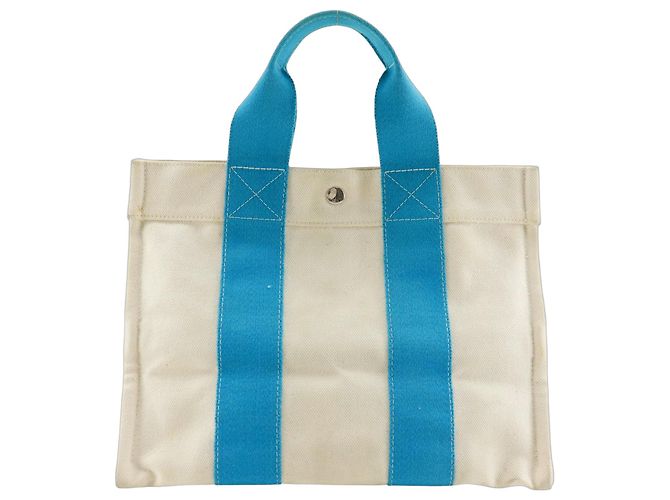 Hermès Borsa Tote Hermes Bora PM in azzurro chiaro e bianco Blu chiaro