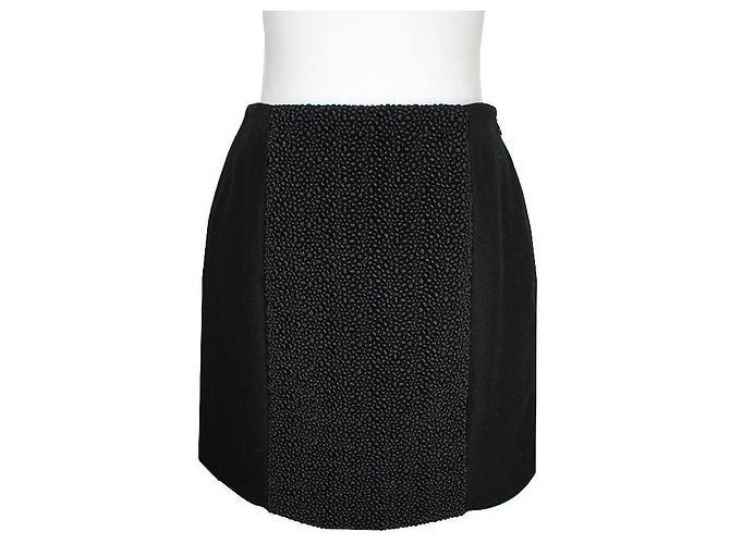 Balenciaga Mini gonna nera con bordo testurizzato Nero