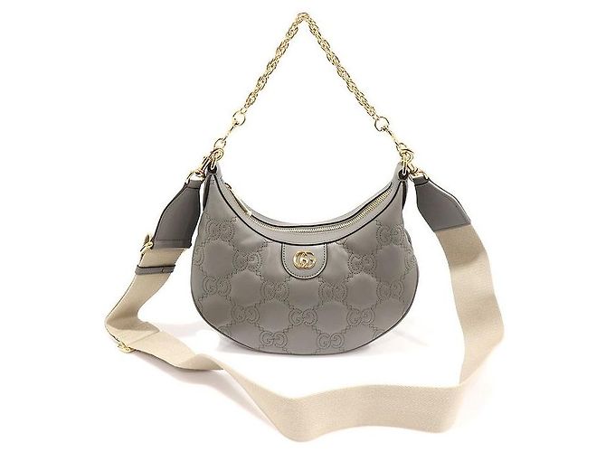 Gucci Hobo GG Matelassé Double Small Chain Gris Marron