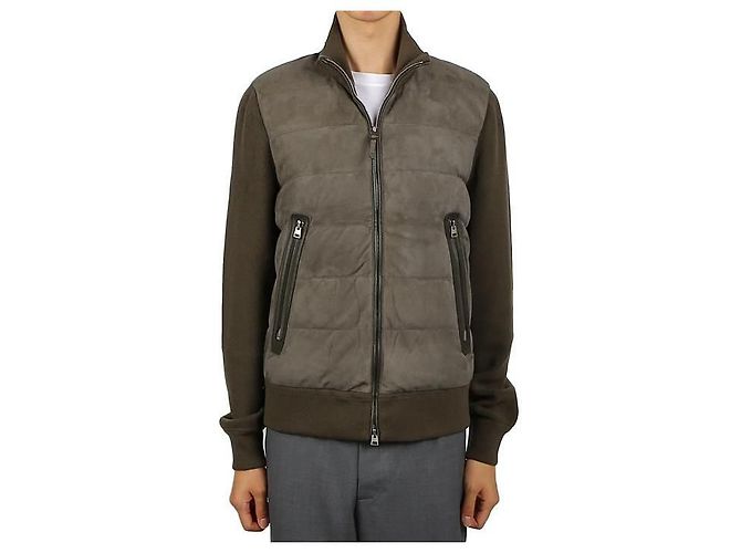 Tom Ford Suede Down Jacket Green