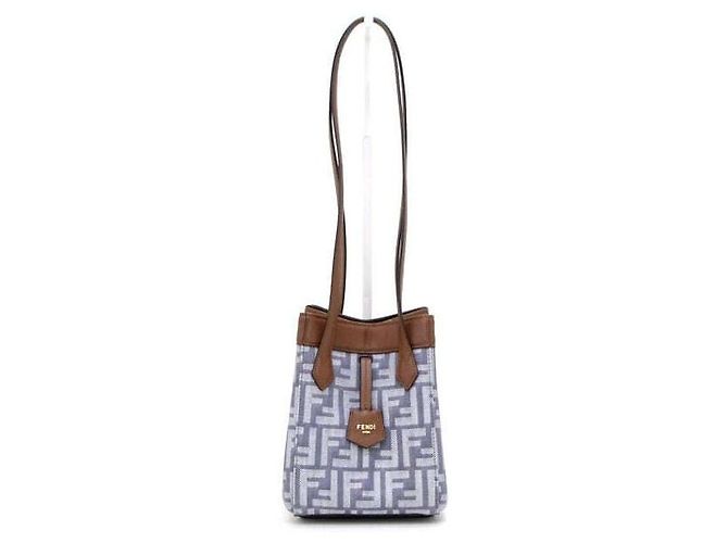 Fendi Mini borsa a secchiello FF Logo Origami Borsa a tracolla Blu