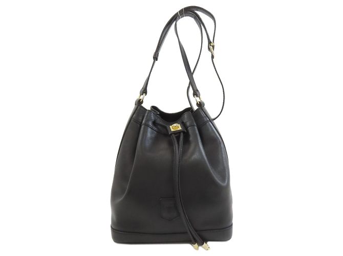 Céline Borsa a tracolla con coulisse in pelle nera Celine Nero