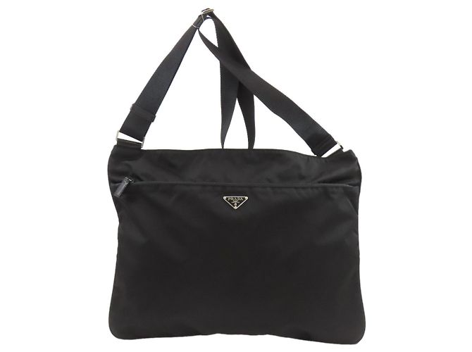 Borsa a tracolla in nylon nero Prada