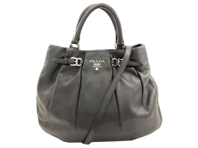 Borsa a 2 modi in pelle da donna Prada Nero