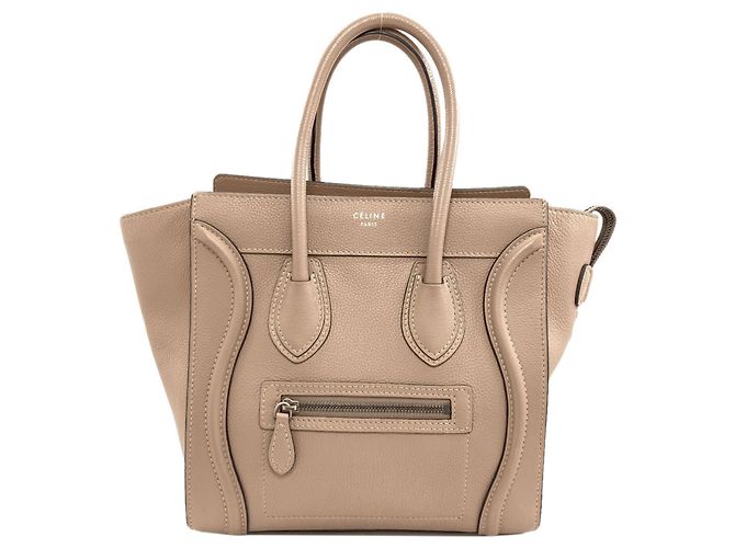 Céline Celine Luggage Micro Tote Bag Beige