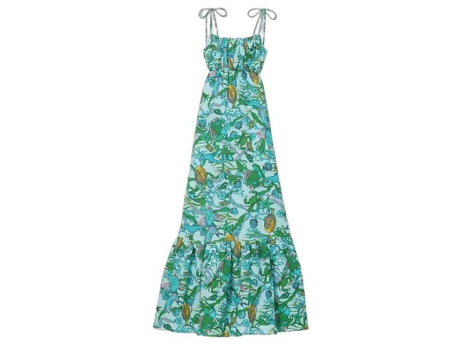 Kate Spade New York Under The Sea Maxikleid mit Bindebändern Blau Mehrfarben Grün