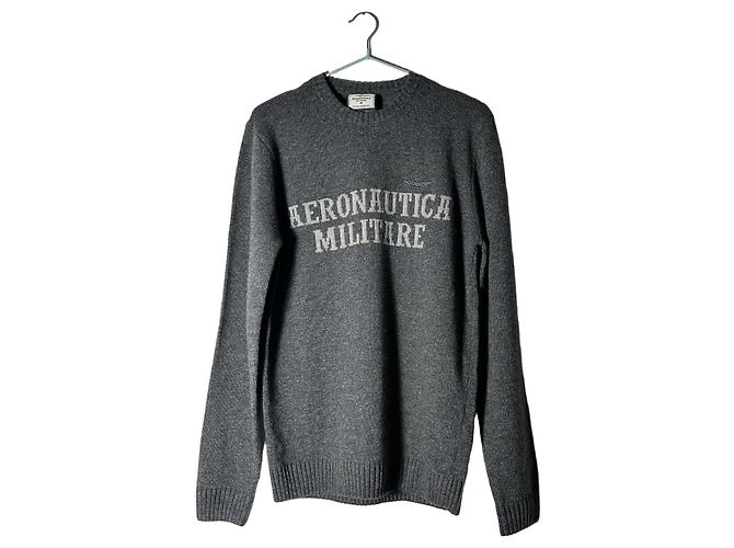 Autre Marque Aeronautica Militare Wollmischung Pullover Grau