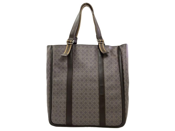 Gancini Borsa Tote in PVC marrone Salvatore Ferragamo