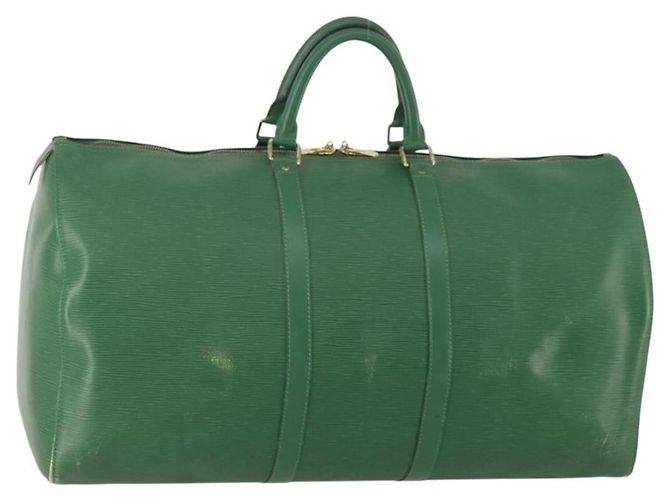 Borsa Keepall Louis Vuitton in pelle Epi 55 Verde