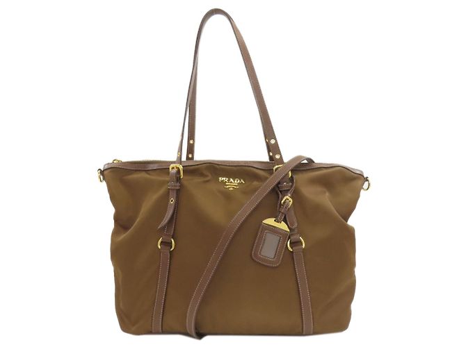Borsa 2-Way Prada in nylon marrone