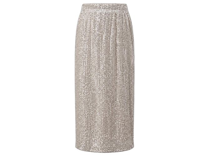 Weekend Max Mara Pailletten-Midirock Champagner - Größe L Silber