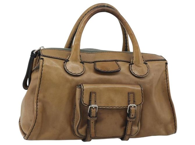 Chloé Bolsa Chloe de couro marrom prata bs35550