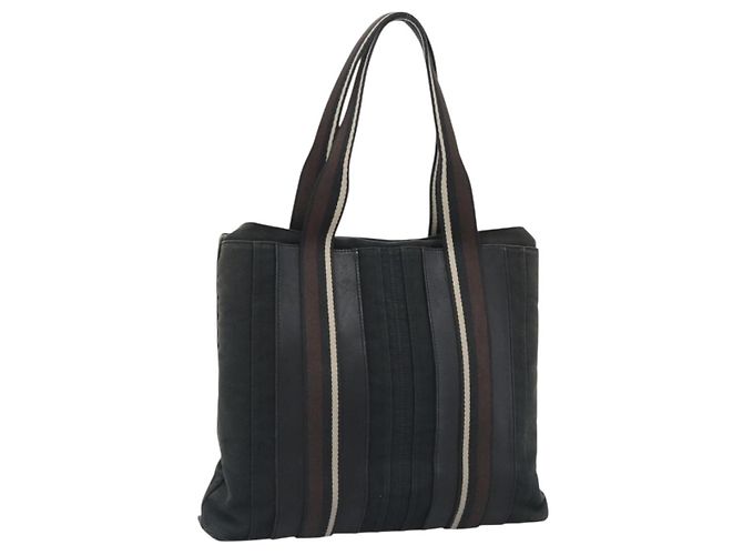 Hermès HERMES Troca Vertical Tote Bag Cotone Nero Argento Autentico ar13941