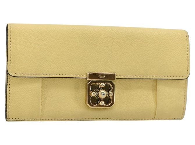Chloé Cartera larga Chloe de cuero amarillo Auth BA13434A