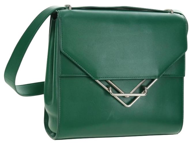 Borsa a Spalla BOTTEGA VENETA Pelle Verde Argento Auth bs35500V