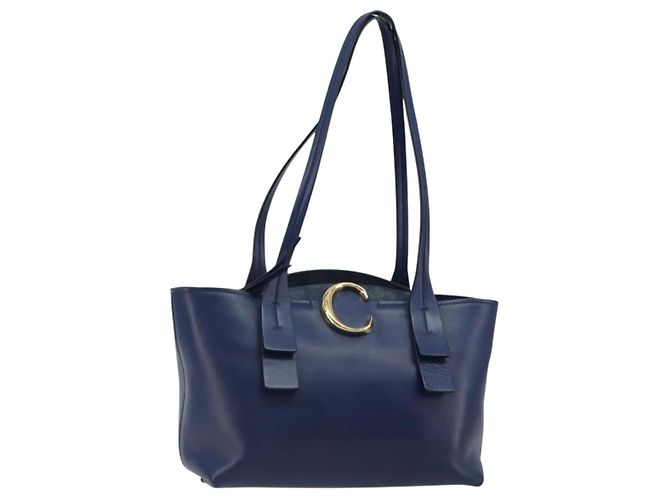 Chloé Borsa Tote Chloe in pelle blu e oro Auth 184989A D'oro