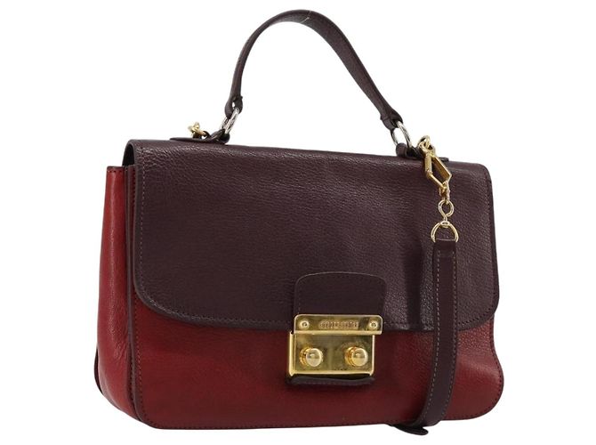 Borsa Miu Miu in pelle 2way Rosso Oro Auth ka4739A D'oro
