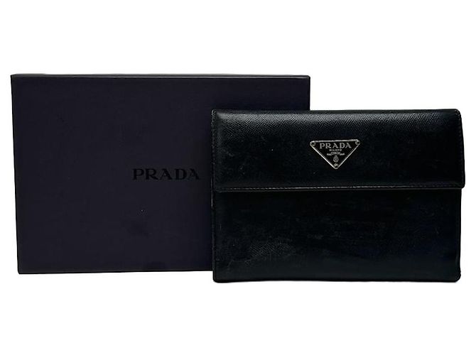 Saffiano Portafoglio vintage in pelle Prada nero
