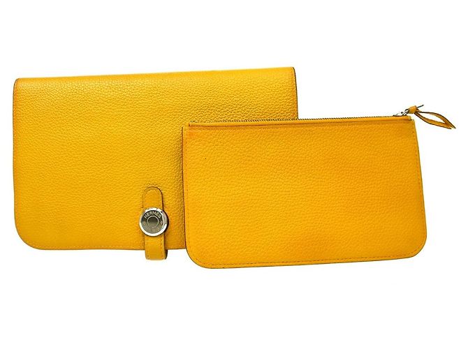 Hermès Cartera combinada Hermes Dogon Duo de piel Amarillo