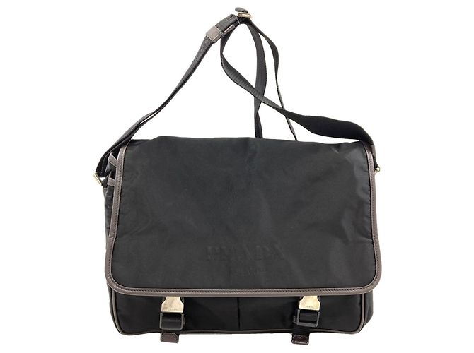 Borsa a tracolla in nylon nero Prada