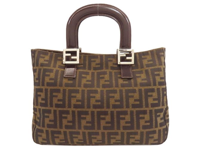 Fendi Zucca Handtasche braun Leder und Canvas