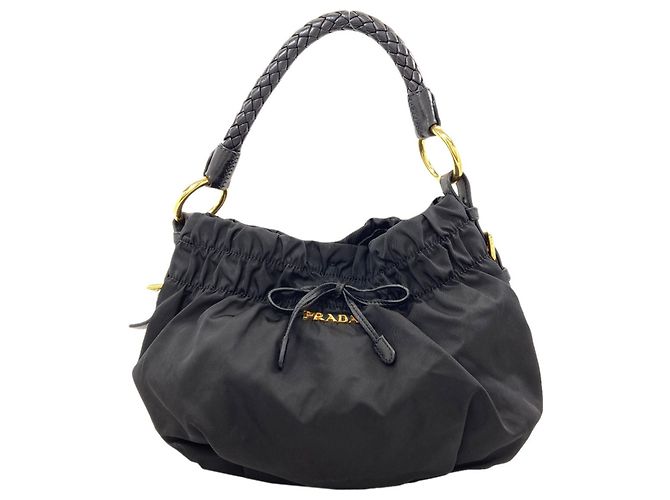 Borsa a mano Prada Ribbon in nylon nero