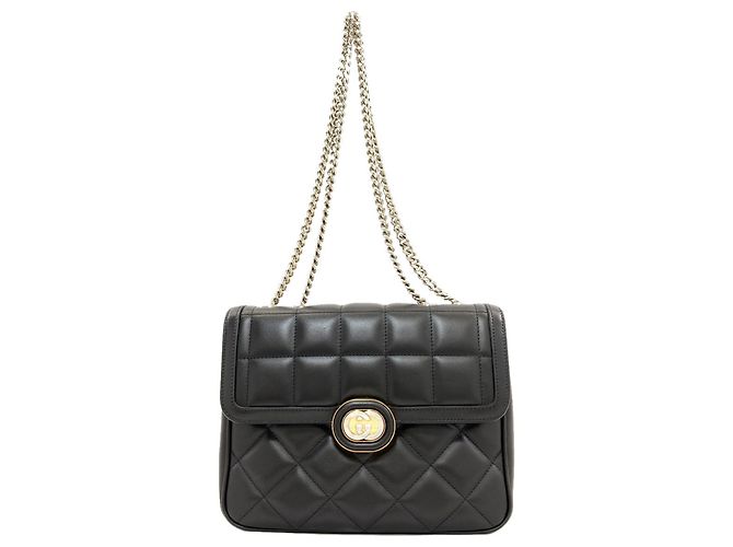 Gucci 520981 Bolsa de Ombro com Corrente Interlocking G Preto