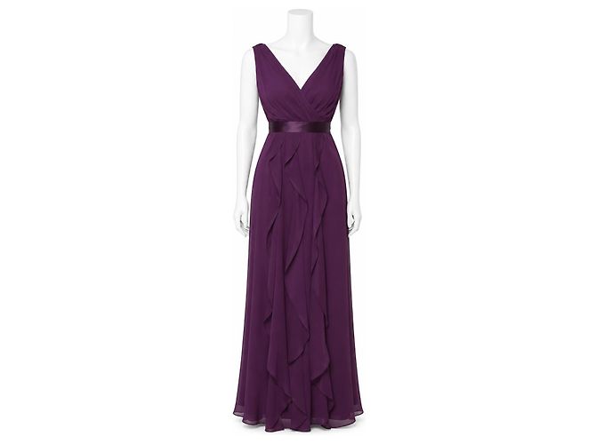 Vera Wang Lila Chiffon-Abendkleid mit Rüschen