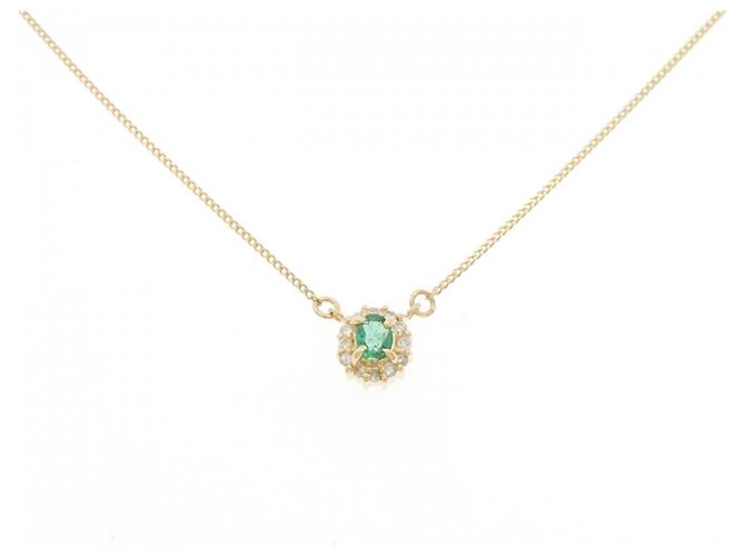 Autre Marque Collana con smeraldo e diamanti Au750 D'oro