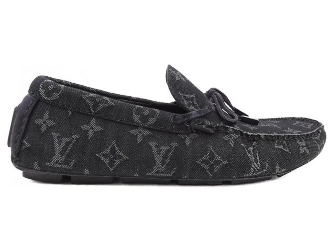 Mocassini Louis Vuitton LV Driver Line Monogram Denim Blu Blu navy