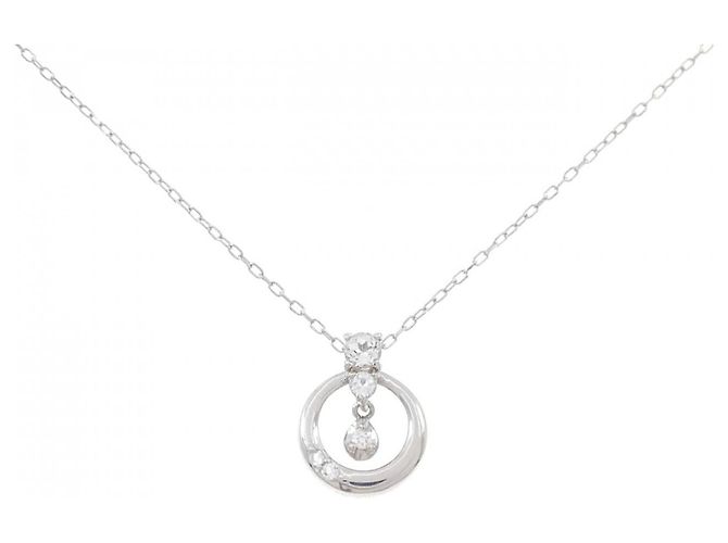 Autre Marque Collar de oro blanco K10 con topacio blanco y diamante Plata