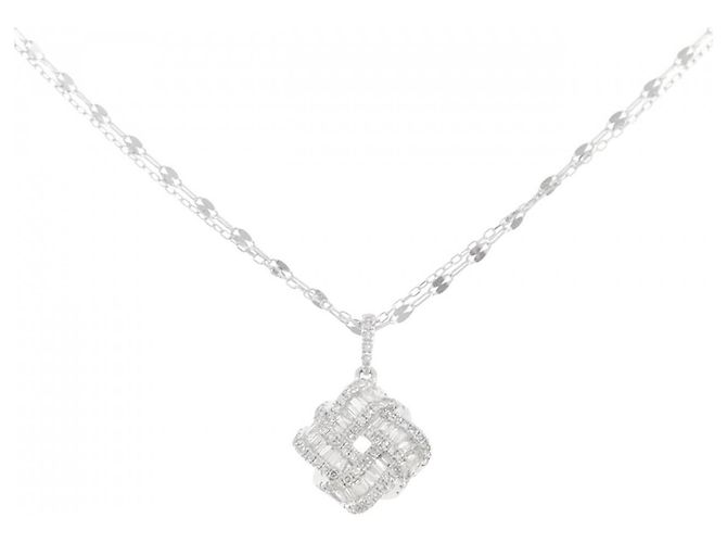 Autre Marque Colar de ouro branco Au750 e diamantes