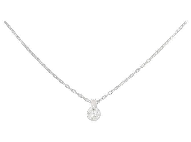Autre Marque PT850 Diamant-Solitärhalskette Silber