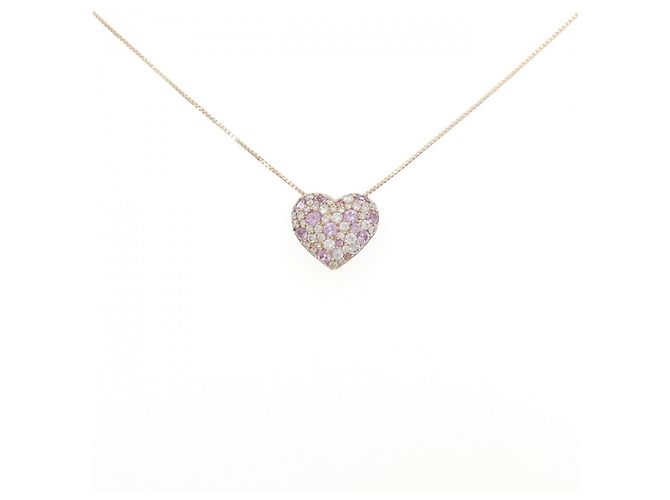 Autre Marque Saphir-Diamant-Halskette in Au750 Pink