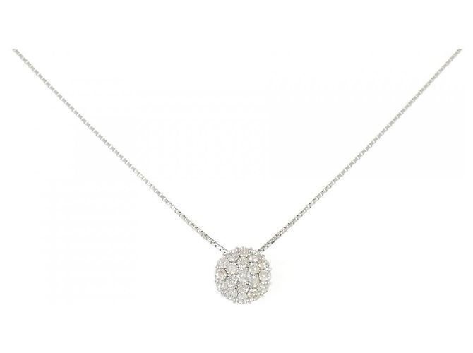 Autre Marque Platin-Diamant-Halskette Silber