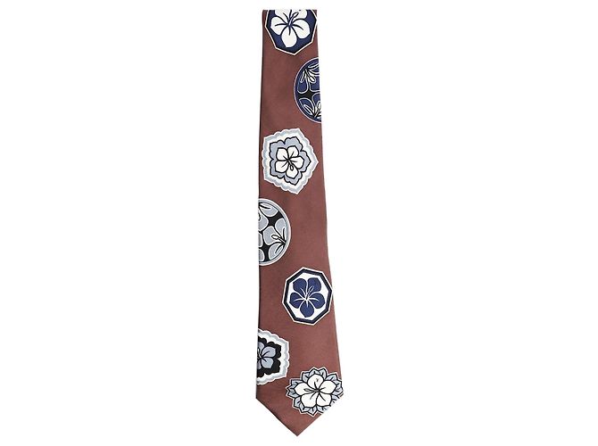Louis Vuitton Braune Seidenkrawatte mit Blumenmuster
