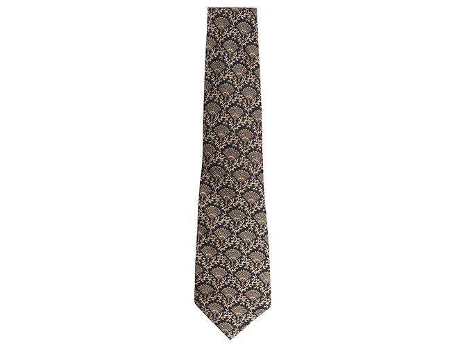 Autre Marque Navy silk printed tie Navy blue