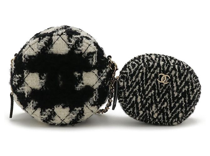 Timeless Borsa a tracolla in tweed Chanel AP0986 Nero Bianco Crudo