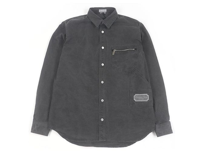 Camicia a maniche lunghe con patch logo Dior Couture Marrone Grigio