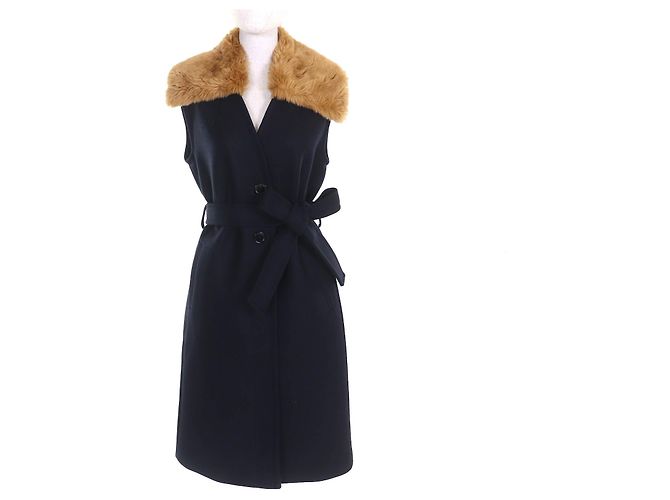 Autre Marque Lange Weste aus Wolle Dries Van Noten Blau Marineblau