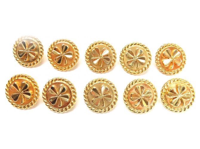 Timeless Conjunto de botões de trevo Chanel Acessório Dourado