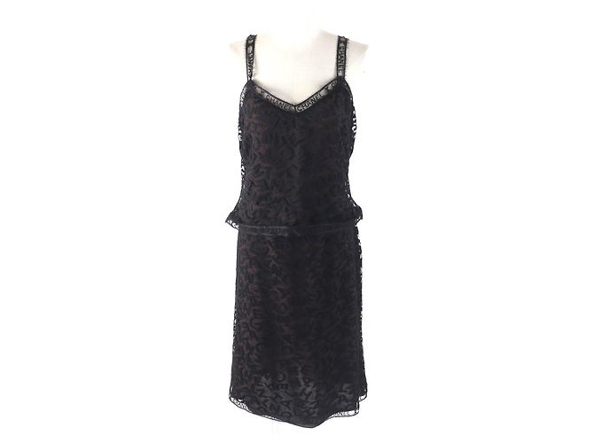 Timeless Set 2way in pizzo con logo Chanel Nero Marrone scuro