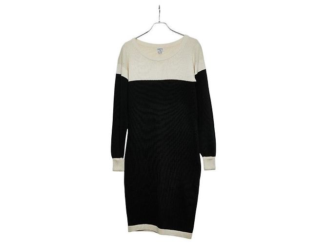 Timeless Vestido de algodón Chanel Negro Blanco