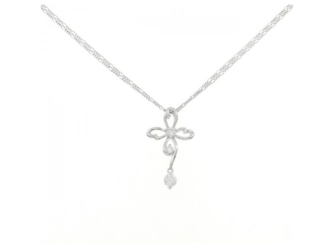 Autre Marque Collar de oro blanco Pt Au750 y diamantes Plata